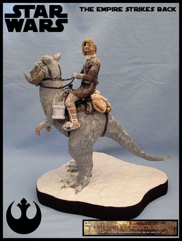 huge 1997 kenner star wars han solo & tauntaun 12 inches figure set