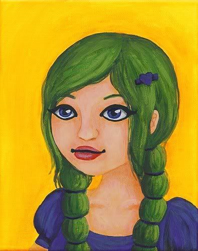 pmthreads Girl with Green Hair painting
