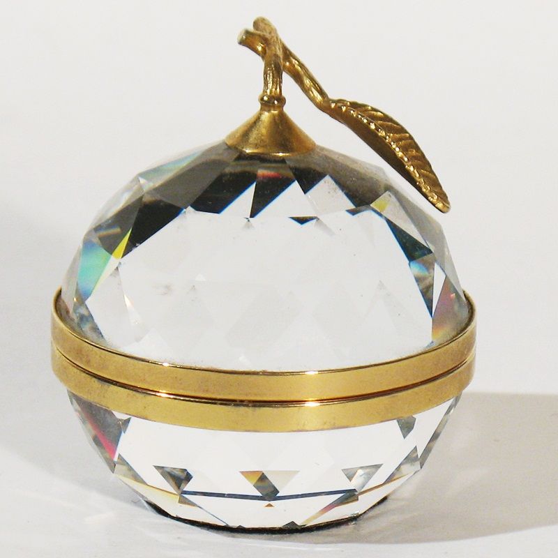 Vintage Swarovski Crystal Apple Paperweight Picture Holder Hinged