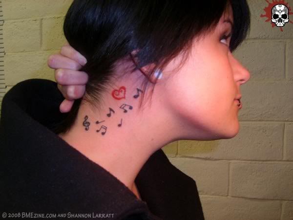tattoos of music notes. music notes heart tattoos