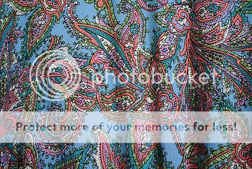 PAISLEY floral BLUE vintage 80s DIANE FREIS draped DUCHESS pleated 