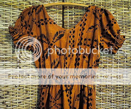 RUST black ethnic COTTON vintage 70s FEATHER batik FULL SKIRT peasant 