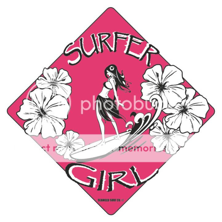 "Surfer Girl" Hawaii Aluminum Surf Sign New Art