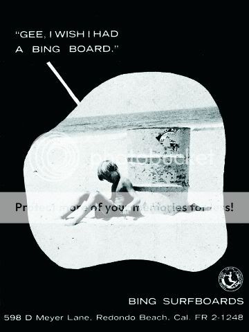 Bing Surfboard *RETRO* surf ad 1962 metal sign vintage  