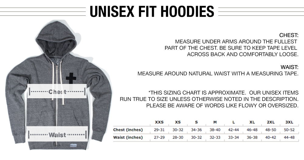 Oversized Hoodie Size Chart